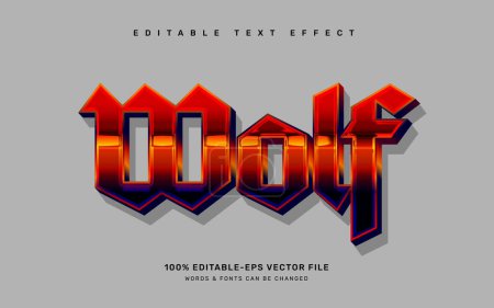Illustration for Elegant wolf editable text effect template - Royalty Free Image