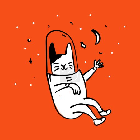Illustration for Cute astronaut cat vector design for wallpaper, background, fabric and textile - Royalty Free Image