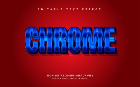 Illustration for Blue chrome editable text effect template - Royalty Free Image