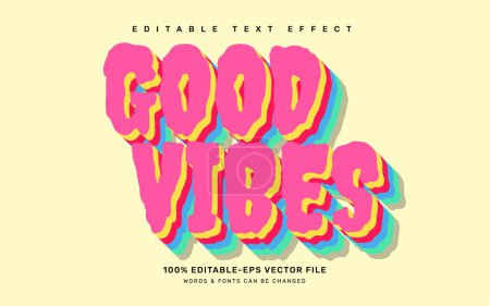 Illustration for Good vibes editable text effect templat - Royalty Free Image