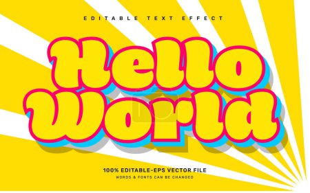 Illustration for Hello world editable text effect template - Royalty Free Image