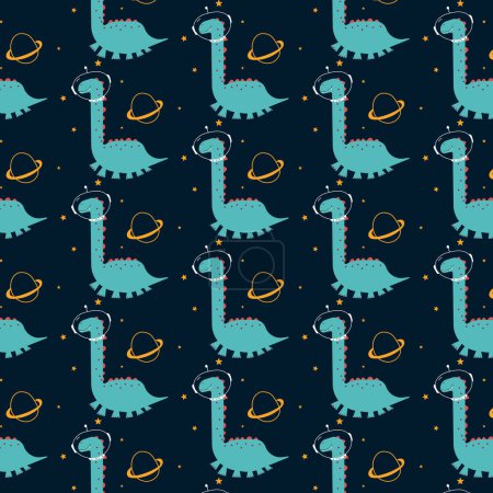 Illustration for Cute dinosaur vector pattern for tee print and background wallpaper - Royalty Free Image