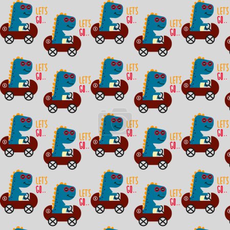 Téléchargez les illustrations : Motif vecteur de dinosaure mignon pour l'impression de tee-shirt et fond d'écran - en licence libre de droit