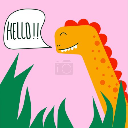 Ilustración de Lindo vector de dinosaurio para tee print y fondo de pantalla - Imagen libre de derechos