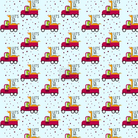 Illustration for Cute dinosaur vector pattern for tee print and background wallpaper - Royalty Free Image