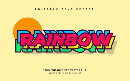 Illustration for Rainbow editable text effect template - Royalty Free Image