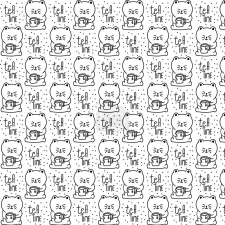 Illustration for Cute cat vector pattern for tee print and background wallpape - Royalty Free Image