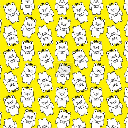 Illustration for Cute cat vector pattern for tee print and background wallpape - Royalty Free Image