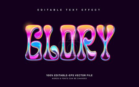 Illustration for Groovy chrome editable text effect template, good vibes quote - Royalty Free Image