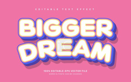 Illustration for Bigger dream editable text effect template - Royalty Free Image