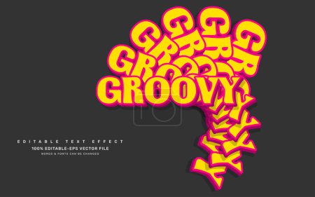 Illustration for Abstract groovy editable text effect template - Royalty Free Image