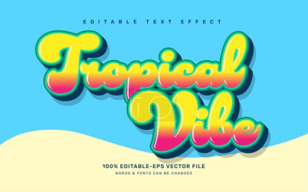 Illustration for Tropical vibe editable text effect template - Royalty Free Image