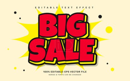 Illustration for Big sale in comic editable text effect template - Royalty Free Image