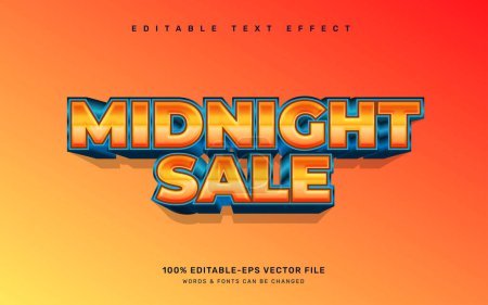 Illustration for Midnight sale editable text effect template - Royalty Free Image