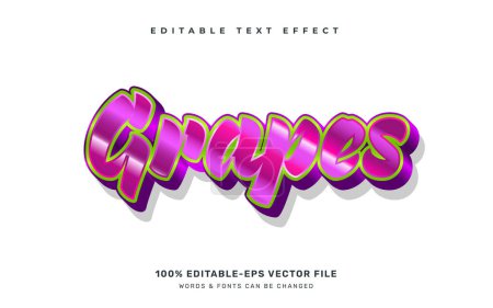 Illustration for Grape editable text effect template - Royalty Free Image