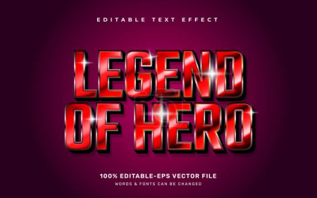 Illustration for Legend of hero editable text effect template - Royalty Free Image