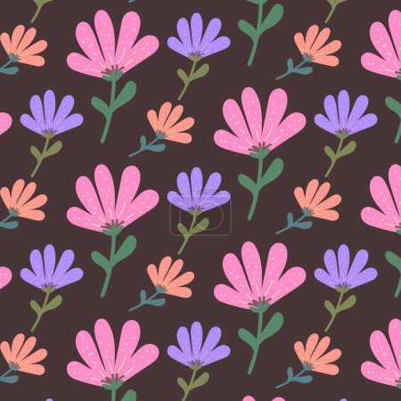 Illustration for Seamless childish pattern with cute hand drawn flower. for fabric, print, textile, wallpaper, apparel - Royalty Free Image