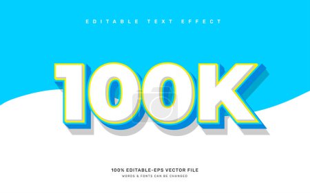 Illustration for 100k followers editable text effect template - Royalty Free Image