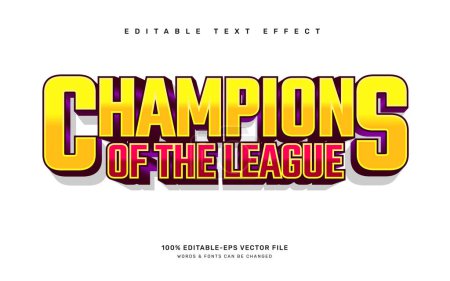 Illustration for Champions of the league editable text effect template - Royalty Free Image