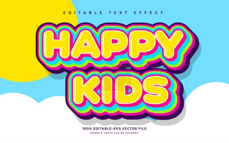 Illustration for Happy kids editable text effect templat - Royalty Free Image