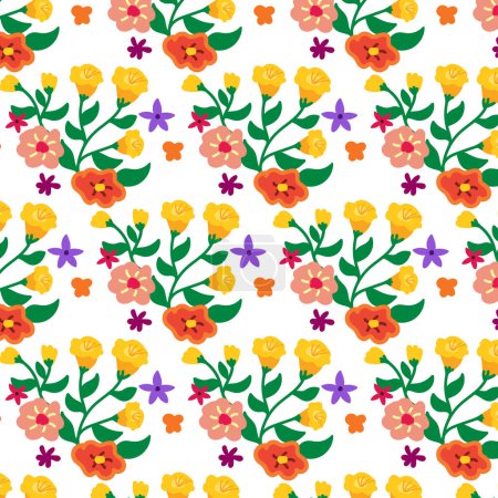 Illustration for Colorful floral Seamless pattern. for fabric, print, textile and wallpaper - Royalty Free Image