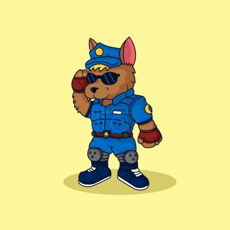 Illustration for Cute Dog police vector illustration for fabric, textile and print - Royalty Free Image