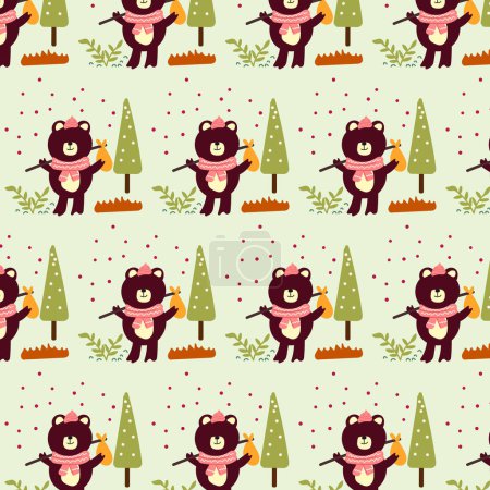 Illustration for Cute bear Seamless pattern. for fabric, print, textile and wallpaper - Royalty Free Image