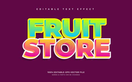 Téléchargez les illustrations : Modèle d'effet de texte modifiable en magasin de fruits - en licence libre de droit