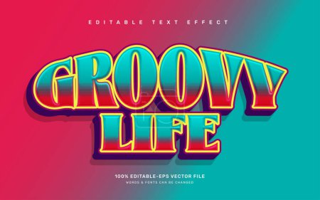 Illustration for Groovy life editable text effect template - Royalty Free Image