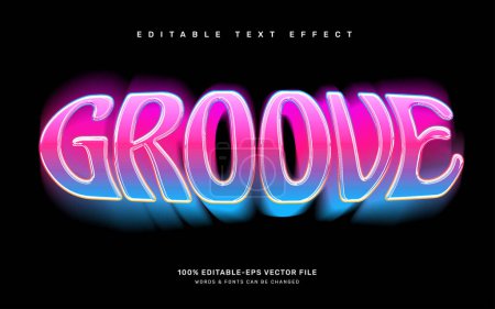 Illustration for Groovy chrome editable text effect template, - Royalty Free Image