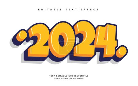 Ilustración de Año nuevo 2024 plantilla de efecto de texto editable - Imagen libre de derechos