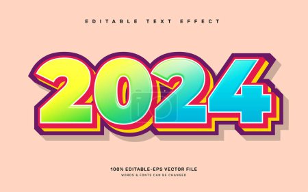 Neues Jahr 2024 editierbare Texteffekt-Vorlage