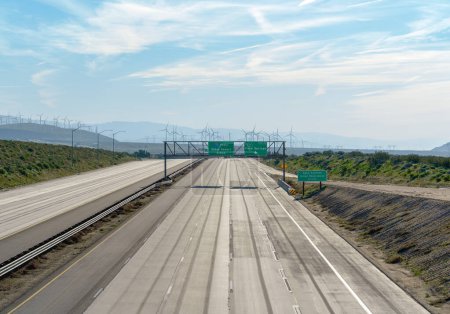 Photo for East on Interstate 10 in California near Palm Springs and Indio California with no traffic - Royalty Free Image