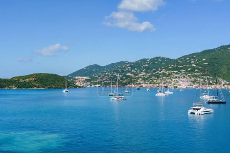 Photo for Catamarans in the harbor of Charlotte Amalie (from Havensight) at St. Thomas US Virgin Islands - Royalty Free Image