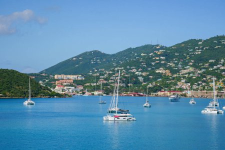 Photo for Boats in the harbor of Charlotte Amalie at St. Thomas US Virgin Islands - Royalty Free Image
