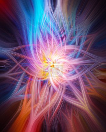 Photo for Colorful radiating ethereal lotus energy vortex background - Royalty Free Image