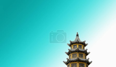 Photo for Yellow pagoda in Chinatown with copy space - Royalty Free Image