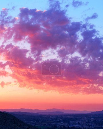 Photo for Spectacular and colorful sunrise and clouds view from Yucca Valley to Joshua Tree - Royalty Free Image