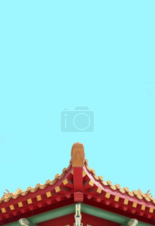 Photo for Pagoda roofline with a clear blue sky and copy space - Royalty Free Image