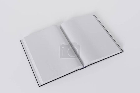 Téléchargez les photos : Livres noirs ouverts isolés sur fond blanc avec espace de copie - en image libre de droit