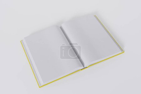 Téléchargez les photos : Livres jaunes ouverts isolés sur fond blanc avec espace de copie - en image libre de droit