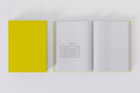 Photo for Opened and closed yellow books isolated on white background with copy space - Royalty Free Image