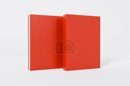 Téléchargez les photos : Livres rouges fermés debout isolés sur fond blanc avec espace de copie - en image libre de droit