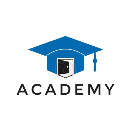 Ilustración de Icono de graduación moderno con diseño de puerta icono de concepto de logotipo plantilla para la academia o la educación - Imagen libre de derechos