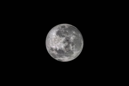 Photo for Detailed image of the enlargement of the full moon, with the background of a clear night sky without stars. - Royalty Free Image