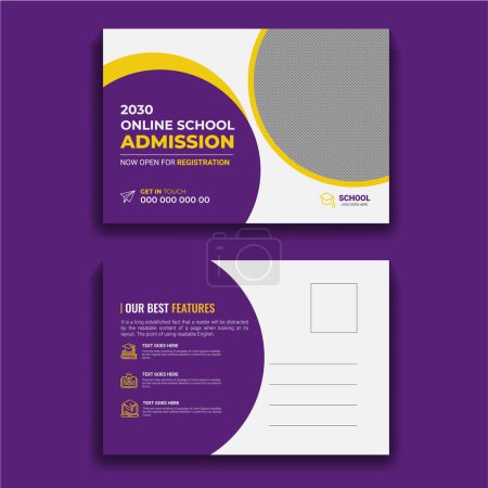 Téléchargez les illustrations : Modèle de conception de carte postale d'admission d'éducation - en licence libre de droit