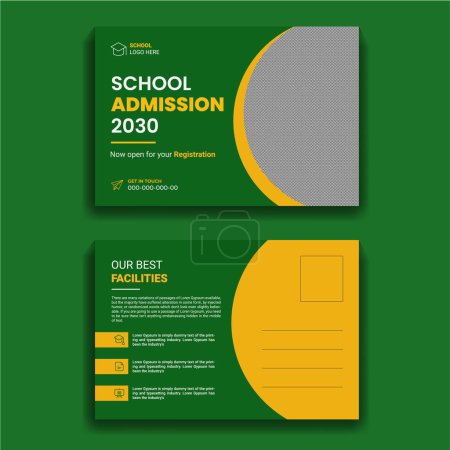 Téléchargez les illustrations : Modèle de conception de carte postale d'admission d'éducation - en licence libre de droit