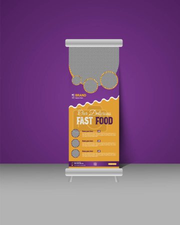 Illustration for Restaurant Food Service Rollup Banner Design Template - Royalty Free Image