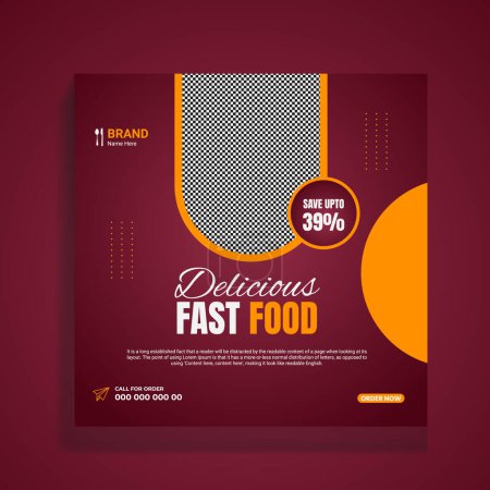 Téléchargez les illustrations : Modèle de conception de bannière de médias sociaux de service alimentaire de restaurant - en licence libre de droit