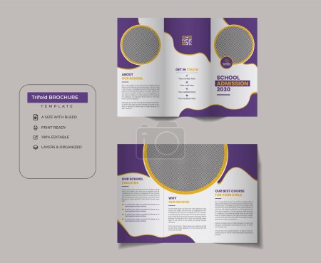 Téléchargez les illustrations : Modèle de conception de brochure triple admission scolaire - en licence libre de droit